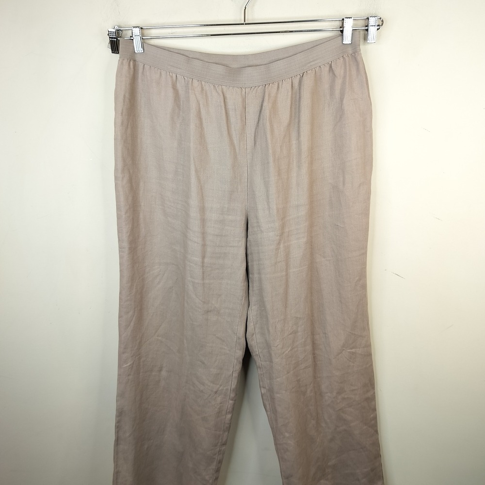 Soft Surroundings Linen Pants 1X Elastic Waist Casual Neutral Casual Tan - Picture 2 of 8
